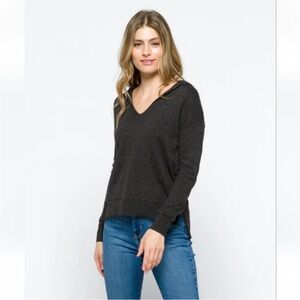 Lusso Cashmere Chloe Cashmere Hooded Tunic Sweater Medium